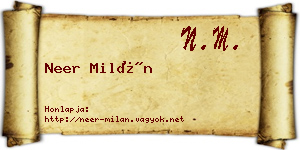Neer Milán névjegykártya